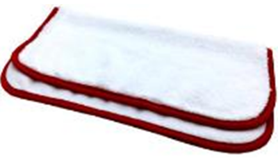 Салфетка из микрофибры полировочная белая с красной окантовкой, 40х40 см